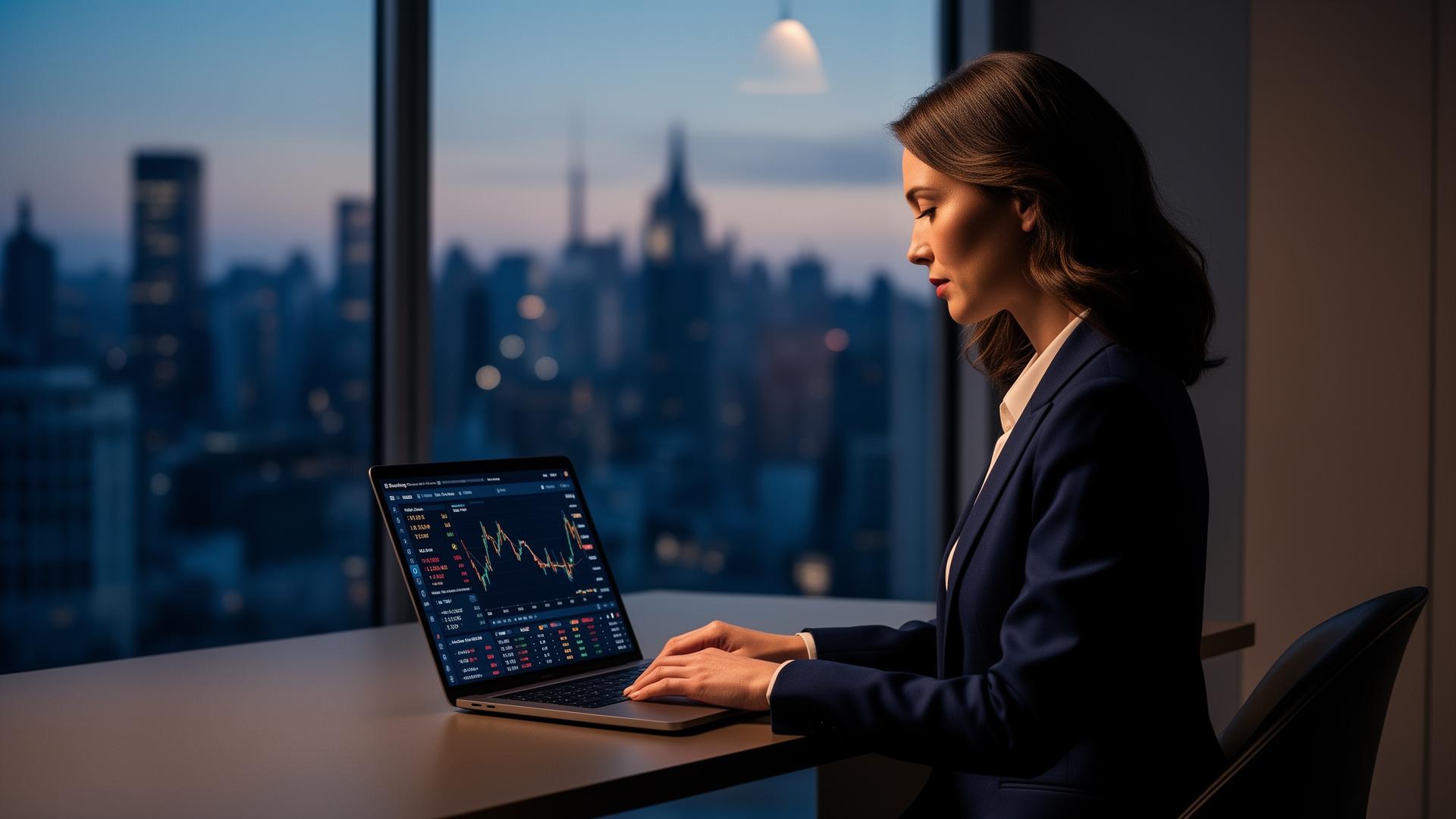 Professional reviewing financial markets